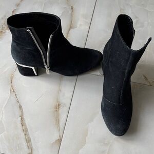 DKNY Black Ankle Booties with Silver Zipper